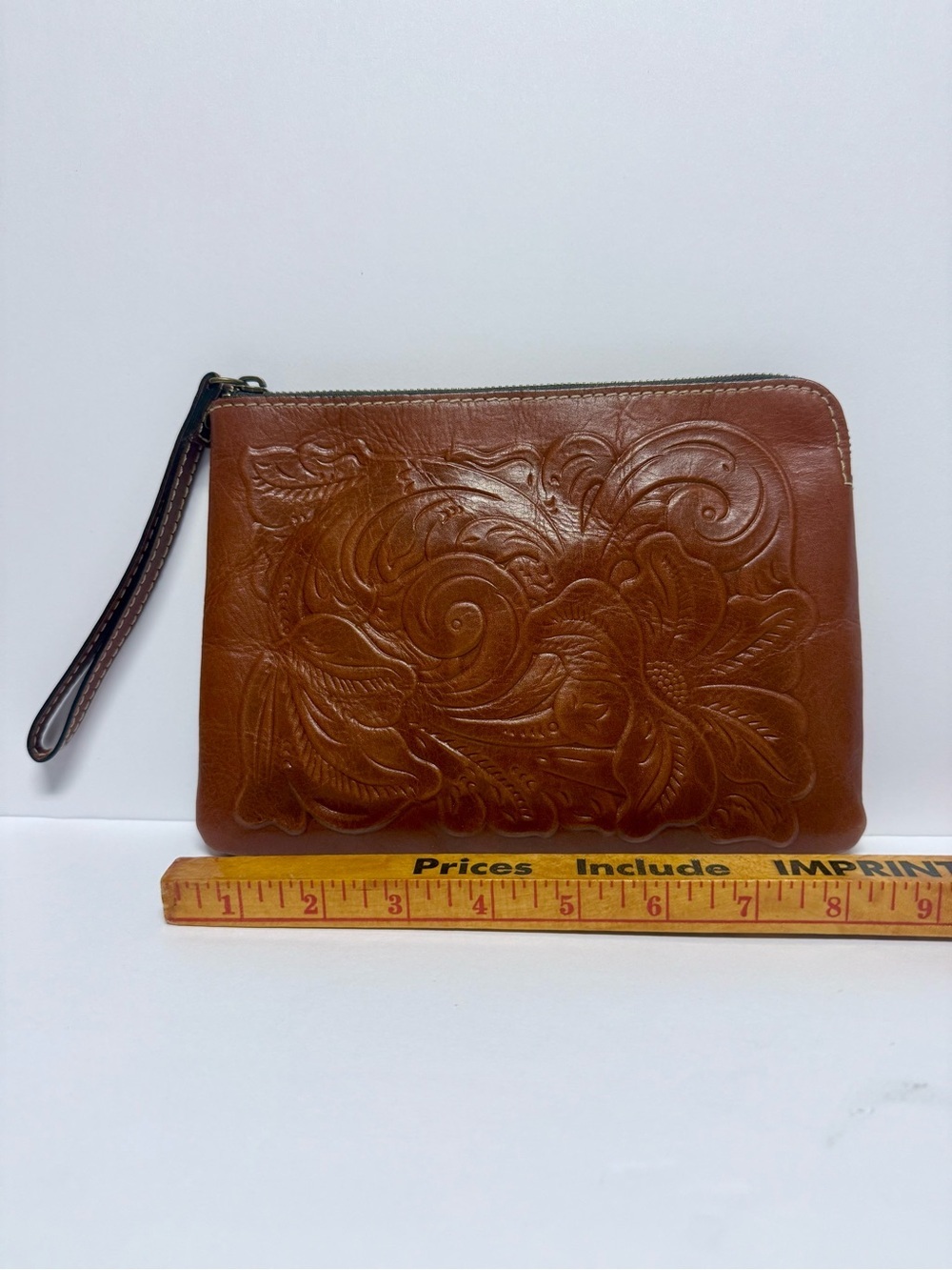 Patricia Nash Tooled Leather Wristlet Clutch in Warm Cognac - Picture 2 of 6